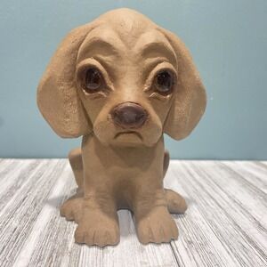 R Hetrick USA California Pottery Sad Dog Puppy Statue